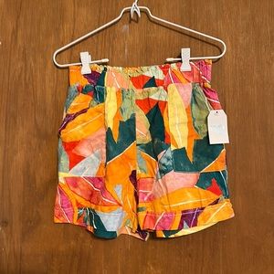 Time & Tru Women’s Watercolor Floral Linen Shorts